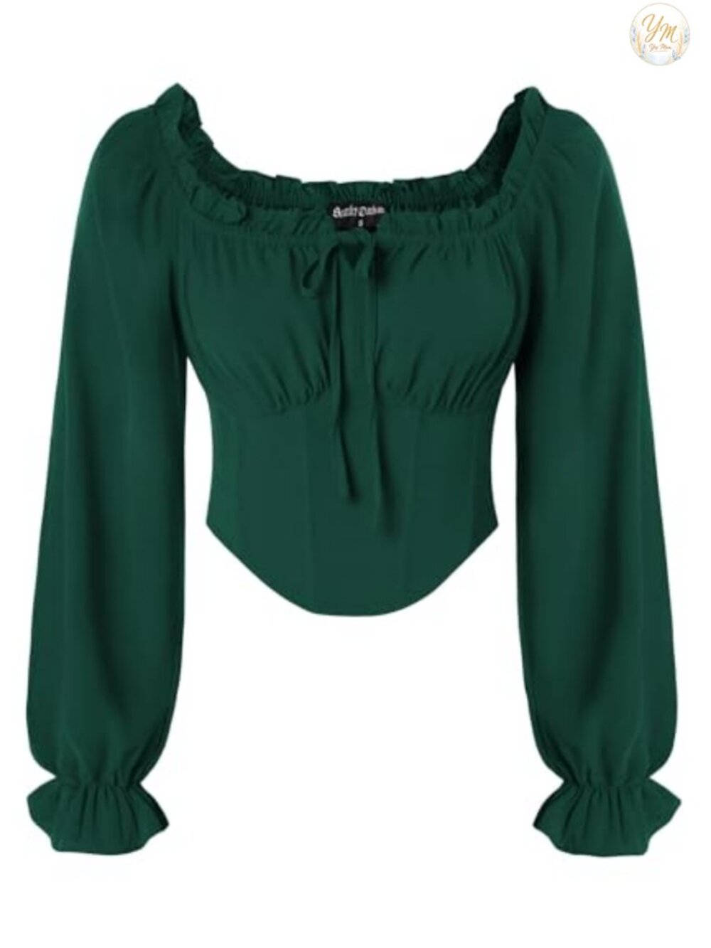 Corset Top Off Shoulder Long Sleeve Renaissance Crop Blouse